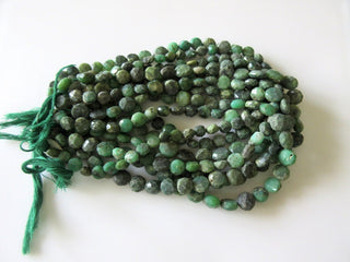 Chrysoprase Button Beads Faceted Raw Looking Chrysoprase Flat Button Coin Rondelles 11mm Beads 13 Inch Strand GDS8