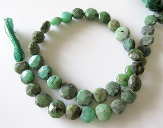 Chrysoprase Button Beads Faceted Raw Looking Chrysoprase Flat Button Coin Rondelles 11mm Beads 13 Inch Strand GDS8
