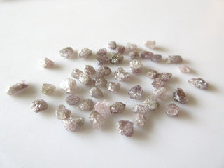 5 Pieces 4mm Each Pink Color Flat Raw Rough Natural Diamonds, Pink Raw Uncut Diamonds for Jewelry DDS201