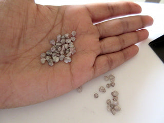 5 Pieces 4mm Each Pink Color Flat Raw Rough Natural Diamonds, Pink Raw Uncut Diamonds for Jewelry DDS201