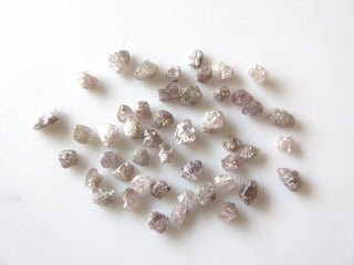 2 Pieces 4mm Each Pink Flat Rough Diamonds, Natural Pink Raw Uncut Loose Diamond For Jewelry, DDS201/1