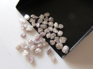 2 Pieces 4mm Each Pink Flat Rough Diamonds, Natural Pink Raw Uncut Loose Diamond For Jewelry, DDS201/1