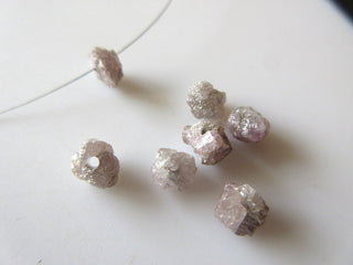 1 Pc Pink 1mm Large Hole Rough Diamond, Natural Diamond, Drilled Pink Raw Diamonds, Uncut Diamond, 5-6mm Approx, DDS202