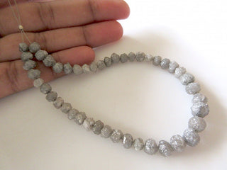 Natural White Grey Round Raw Diamond Beads, 4mm To 5mm Grey White Rough Diamond Rondelle Beads, Sold As 8/16 Inch Strand, DDS205