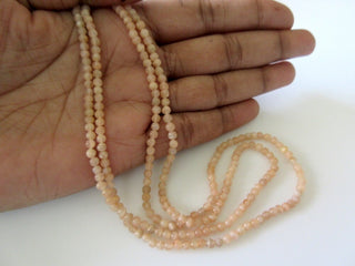 5 Strands Wholesale Natural Peach Moonstone 4mm Smooth Round Beads 13.5 Inch Strand GDS63 - Rondelles Ovals & Rounds