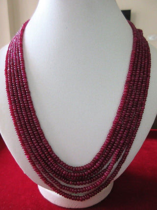 Natural Ruby Beads, Ruby Smooth Rondelle Bead Necklace, 3mm To 4.5mm Beads, Sold As 13 Inch/15 Inch/16 Inch/17 Inch Strand, GDS75