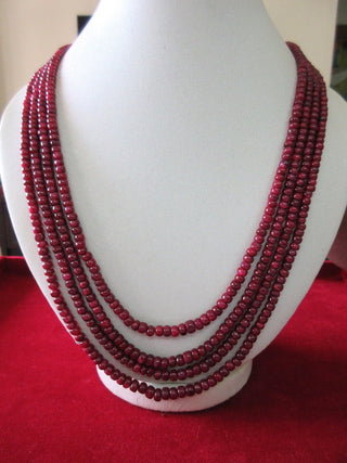 Ruby Bead Necklace, Natural Ruby Smooth Rondelle Beads, 3.5mm To 5.5mm Beads, Sold As 20/21/22 Inch Strand, GDS80