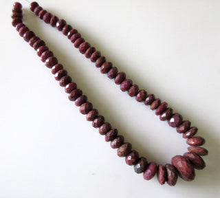Natural Ruby Faceted Rondelle Beads, Ruby Bead Necklace, Natural Color Not Enhanced, 8mm To 16mm Beads, 8 Inch Strand, GDS96