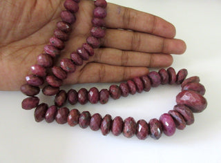 Natural Ruby Faceted Rondelle Beads, Ruby Bead Necklace, Natural Color Not Enhanced, 8mm To 16mm Beads, 8 Inch Strand, GDS96