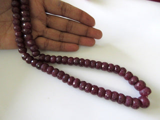 Ruby Bead Necklace, Natural Ruby Faceted Rondelle Beads, 10mm To 16mm Beads, Sold As 8 Inch & 16 Inch Strand, GDS100