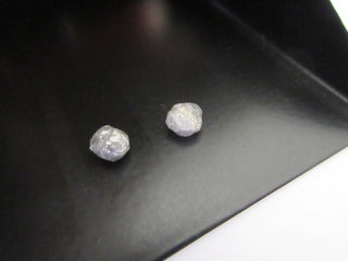 2 Pieces 6mm Each Matched Pair Gray Raw Rough Loose Diamonds, Round Natural Uncut Loose Diamonds, SKU-DDS208