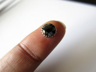 0.75CTW Black Rose Cut Diamond Loose 925 Silver Bezel Set Collet Ready To Use In Rings Pendants Earrings Ring Pendant, DDS211/8