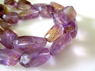 Ametrine Faceted Tumble Bead, Natural Amethyst Citrine Tumbles, Natural Gemstones, 18mm To 24mm, Sold As 10 Inch & 20 Inch Strand, SKUGDS110