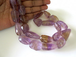 Ametrine Faceted Tumble Bead, Natural Amethyst Citrine Tumbles, Natural Gemstones, 18mm To 24mm, Sold As 10 Inch & 20 Inch Strand, SKUGDS110