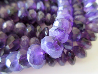 Amethyst Faceted Rondelles - 10mm - 13 Inch Strand - Gemstone Beads - GDS 121
