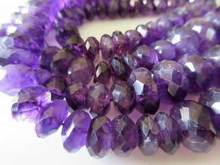 Amethyst Faceted Rondelles - 8 - 14 mm, 16 Inch Strand - Gemstone Beads - GDS123