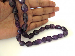 5 Strands Wholesale Amethyst Tumble Beads, Faceted Oval Nugget Beads, Large 13 - 20mm, 15 Inch Strand, GDS 127