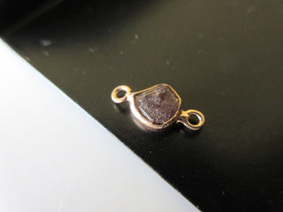 Huge 8mm Natural Raw Rough Pink Diamond Double Loop Connectors, 925 Silver With Gold Overlay, GDS266/7