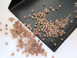 1 Carat Tiny 1mm to 2mm Drilled Natural Red Raw Diamond Box Beads, Natural Loose Rough Red Uncut Diamond Cubes, Sku-DDS276/4