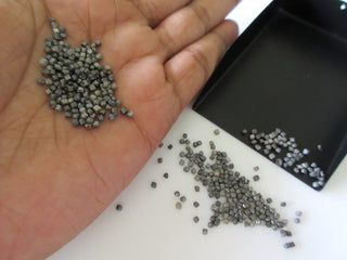 2 Carats/10 Carats Tiny 1-2mm Undrilled Natural Grey Black Raw Diamond Box Beads, Loose Rough Black Uncut Diamond Cubes Sku-DDS277/1