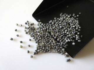 2 Carats/10 Carats Tiny 1-2mm Undrilled Natural Grey Black Raw Diamond Box Beads, Loose Rough Black Uncut Diamond Cubes Sku-DDS277/1