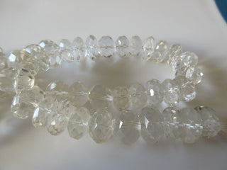 Natural Crystal Quartz Micro Faceted Rondelle Beads, Clear Rock Crystal 15mm Beads, Sold As 7 Inch/15 Inch Strand/3 Strands, GDS146