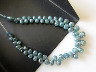 Blue Diamond Faceted Tear Drop Briolette Beads, Natural Raw Rough Diamond, Sold As 2 Inches 25 Pieces/4 Inches 50 Pieces, SKU-Dds246/2