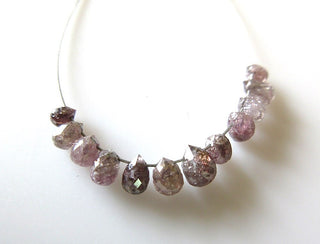 12 pcs Pink Diamond Faceted Briolette Beads, Natural Diamond Tear Drops, Raw Rough Diamond Beads, SKU-Dds247/1