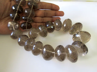 One Of A Kind Huge Rare 33mm To 20mm Natural Smoky Quartz Micro Faceted Rondelles Beads, Sold As 9 Inch Half Strand/18 Inch Strand, GDS166
