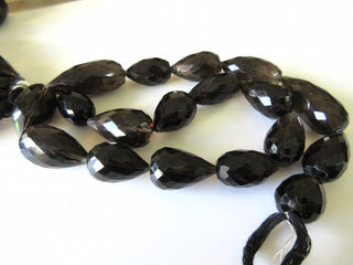 3 Strands Wholesale Natural Smoky Quartz Faceted Straight Drilled Tear Drop Briolette Beads, 20mm to 25mm Beads 17 Inch Strand, GDS172