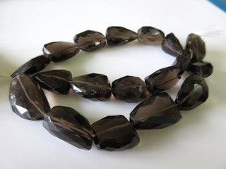 Natural Smoky Quartz Faceted Tumbles Beads, 20mm to 25mm Beads 16 Inch Strand, GDS173