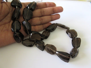 Natural Smoky Quartz Faceted Tumbles Beads, 20mm to 25mm Beads 16 Inch Strand, GDS173