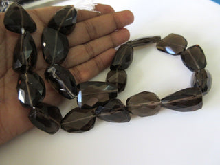 Natural Smoky Quartz Faceted Tumbles Beads, 20mm to 25mm Beads 16 Inch Strand, GDS173