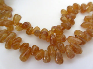 5 Strands Wholesale Natural Citrine Smooth Teardrop Briolette Beads, Citrine Teardrop Beads, 8mm To 7mm, 13 Inch Strand, GDS187