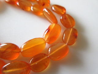 Natural Carnelian Smooth Fancy Oval Shaped Tumble Beads, 9mm Beads, 13 Inch Strand, GDS223