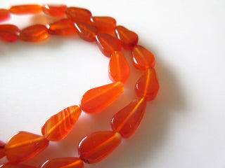 5 Strands Wholesale Natural Carnelian Smooth Straight Drilled Pear Beads, 8mm - 9mm Beads, 13 Inch Strand, GDS226