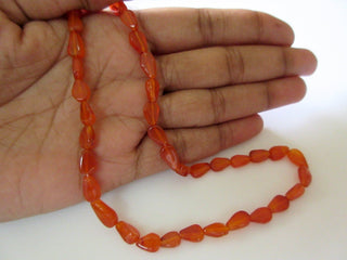5 Strands Wholesale Natural Carnelian Smooth Straight Drilled Pear Beads, 8mm - 9mm Beads, 13 Inch Strand, GDS226