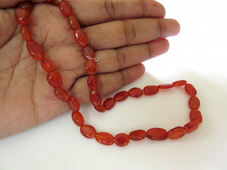 Natural Carnelian Smooth Fancy Oval Shaped Tumble Beads, Huge 13mm To 14mm Beads, 13 Inch Strand, GDS227