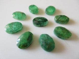 2 Pieces 18x14mm Natural Emerald And Quartz Crystal Doublet Flat Back Faceted Loose Cabochons CL95/29