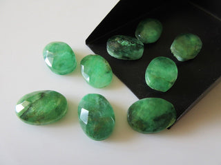 2 Pieces 18x14mm Natural Emerald And Quartz Crystal Doublet Flat Back Faceted Loose Cabochons CL95/29