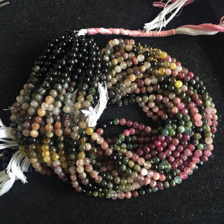 5 Strands Wholesale Tourmaline Round Beads, 5.5mm Beads, Green Tourmaline, Pink Tourmaline, 13 Inches Each, SKU-DSCN5802