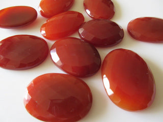 5 Pieces 27mm To 30mm Each Red Onyx Faceted Oval Shaped Loose Gemstones CL