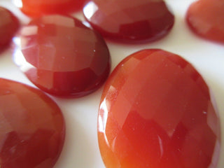 5 Pieces 27mm To 30mm Each Red Onyx Faceted Oval Shaped Loose Gemstones CL