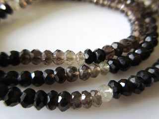 4.5mm Smoky Quartz Beads, Faceted Multi Color Shaded Smoky Quartz, Micro Faceted Rondelles, 13.5 Inches Each, GFJ506