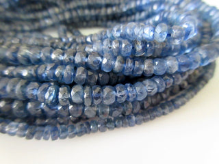 5 Strands Wholesale Blue Kyanite Faceted Rondelle Beads Natural Kyanite Beads 4mm To 4.5mm Each 15 Inch Strand GDS6/1