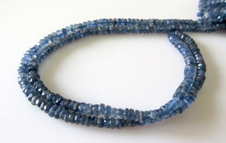 Blue Kyanite Faceted Rondelle Beads, Natural Kyanite Beads, 5mm To 4.5mm Each, 15 Inch Strand, GDS6