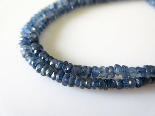 Blue Kyanite Faceted Rondelle Beads, Natural Kyanite Beads, 5mm To 4.5mm Each, 15 Inch Strand, GDS6