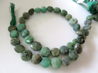 Chrysoprase Button Beads Faceted Raw Looking Chrysoprase Flat Button Coin Rondelles 11mm Beads 13 Inch Strand GDS8