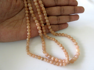 10 Strands Wholesale Natural Peach Moonstone 5.5mm Smooth Round Beads,  13.5 Inch Strand, GDS61