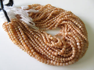 10 Strands Wholesale Natural Peach Moonstone 5.5mm Smooth Round Beads,  13.5 Inch Strand, GDS61